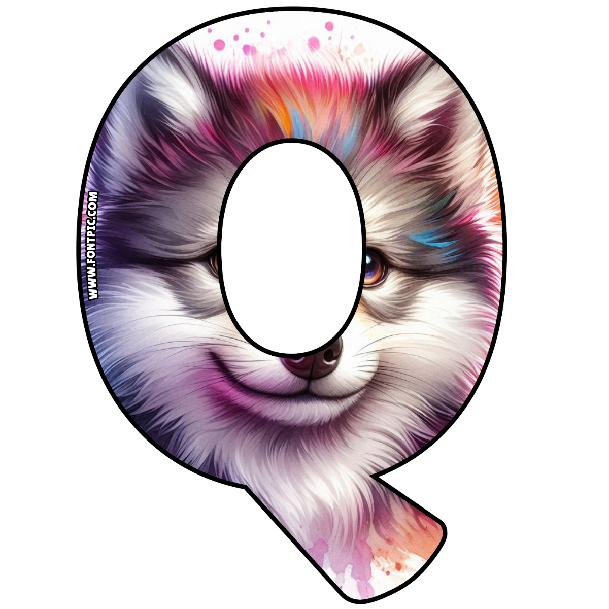 Baby Wolf Letter Q