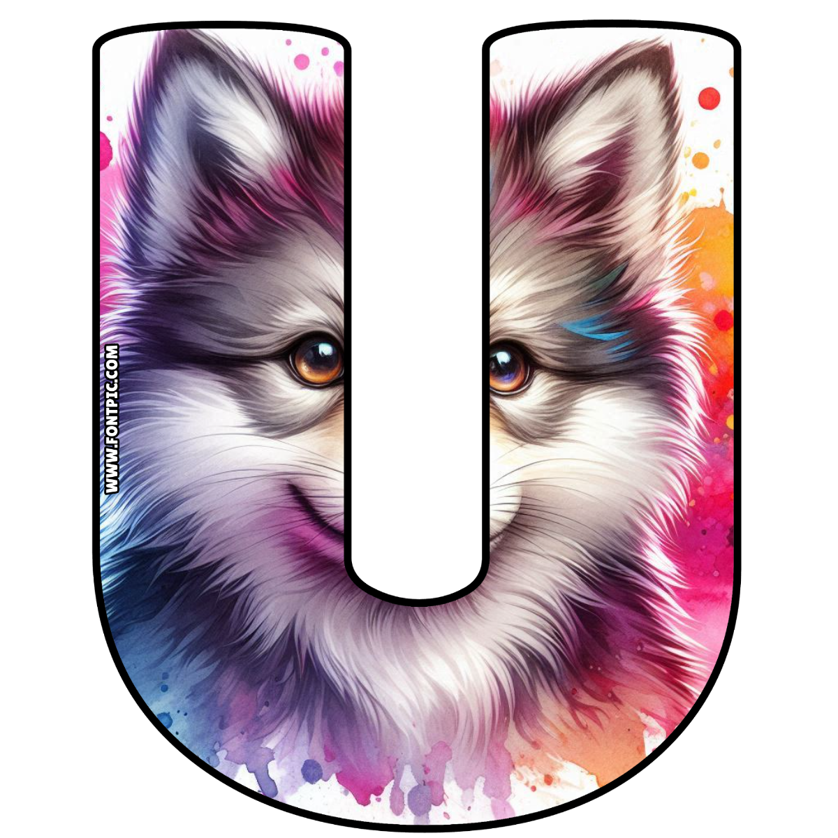 Baby Wolf Letter U