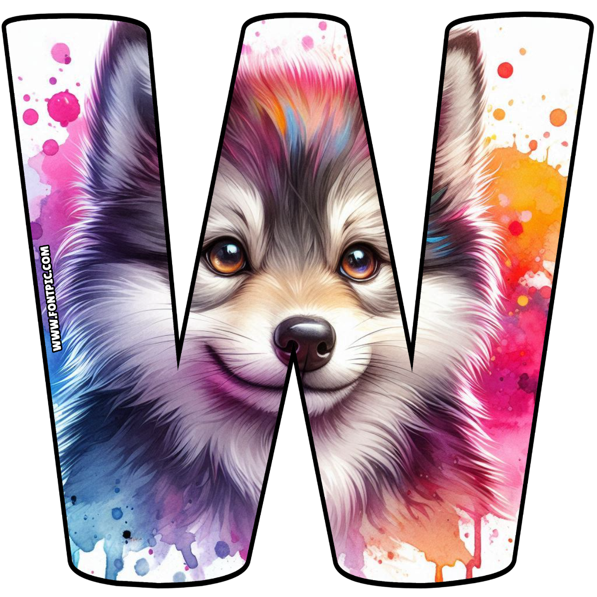 Baby Wolf Letter W