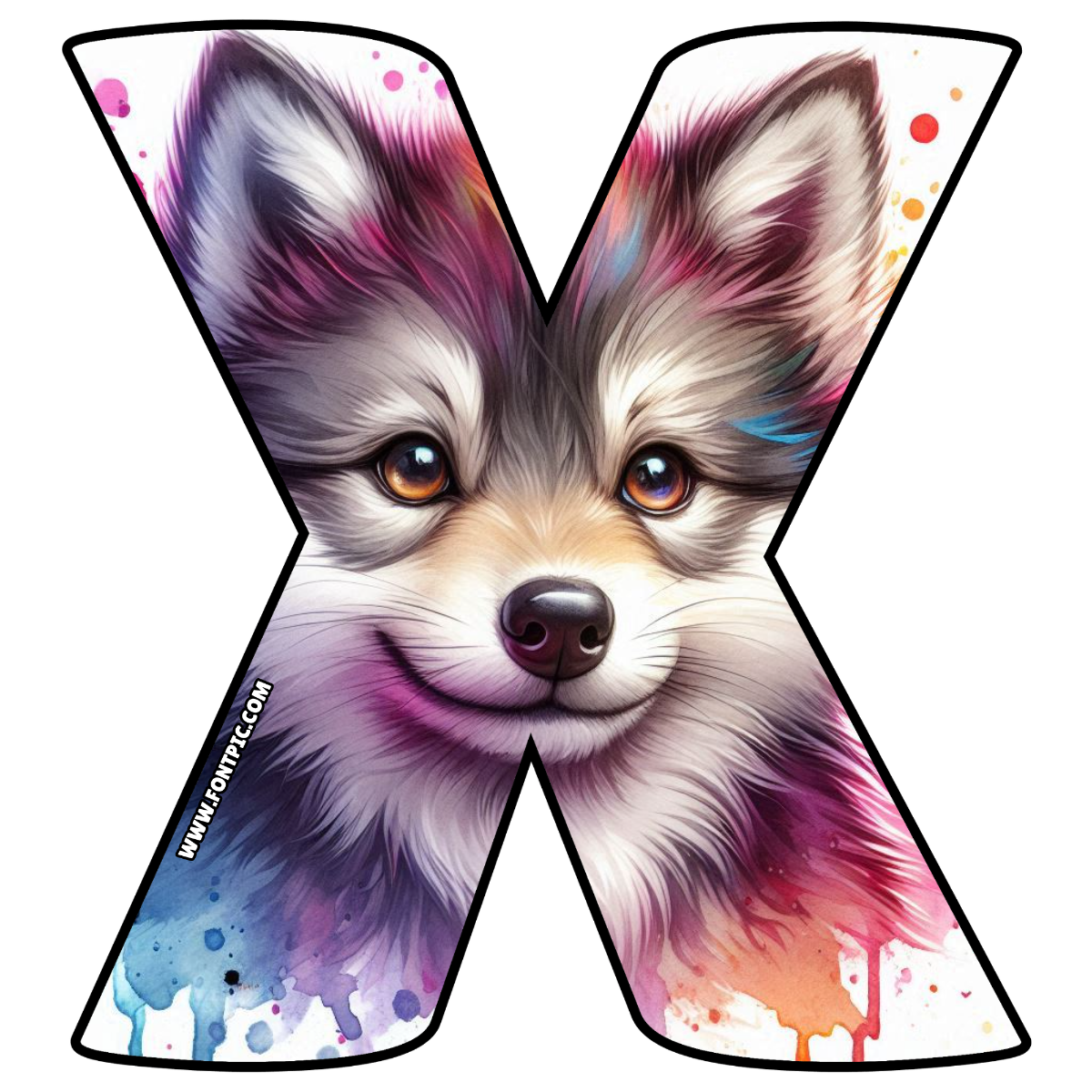 Baby Wolf Letter X