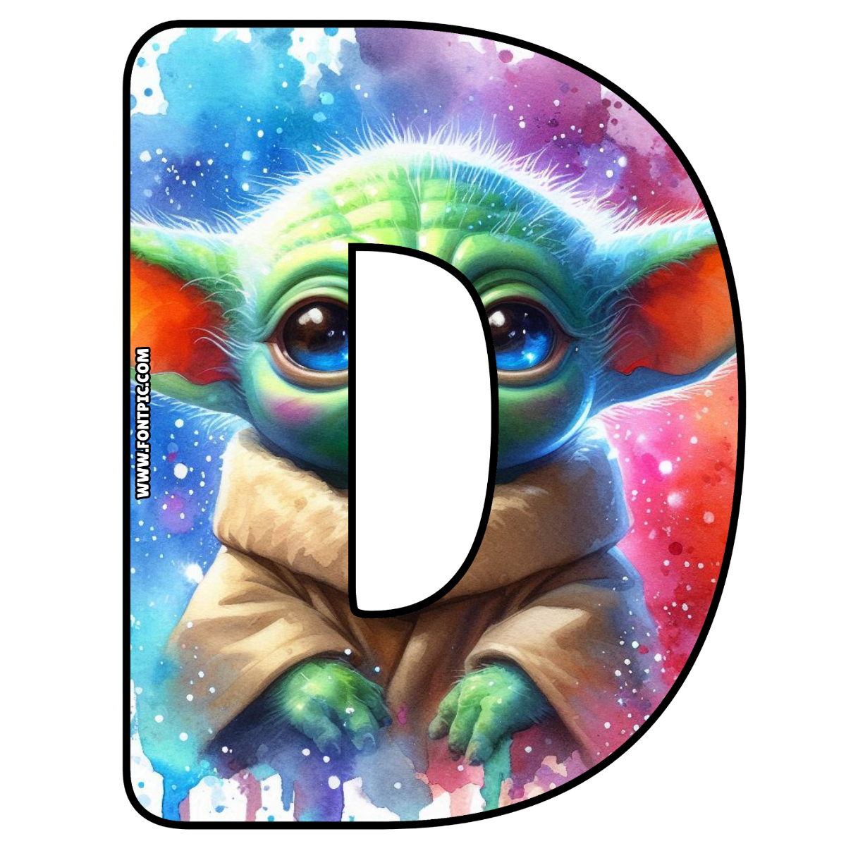Baby Yoda Star Wars Letter D