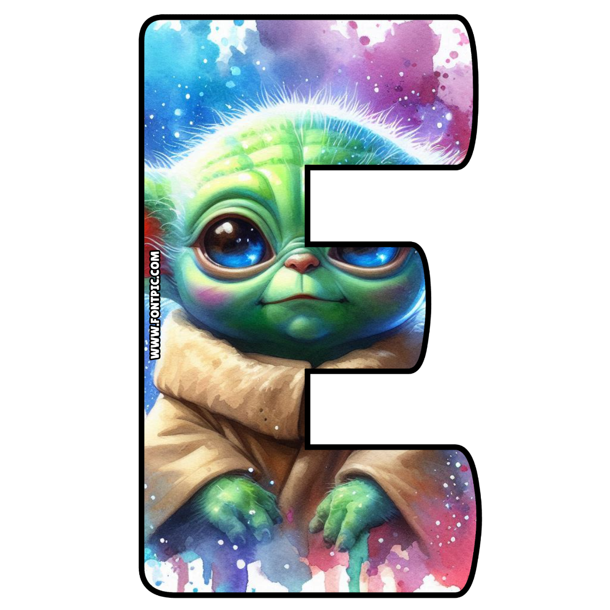 Baby Yoda Star Wars Letter E