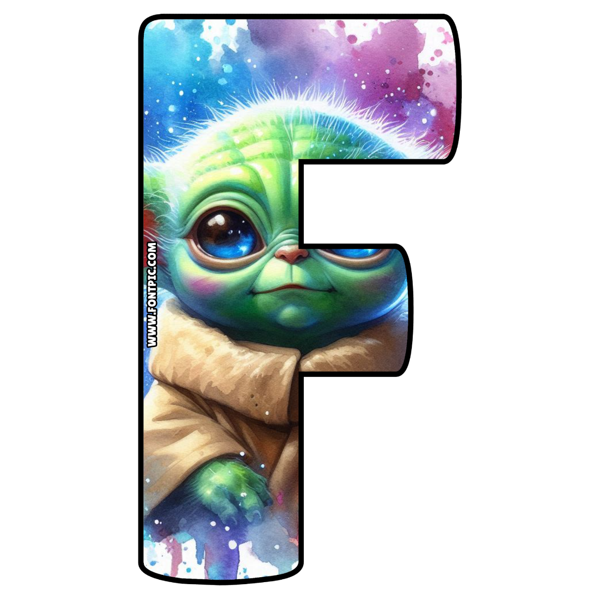 Baby Yoda Star Wars Letter F