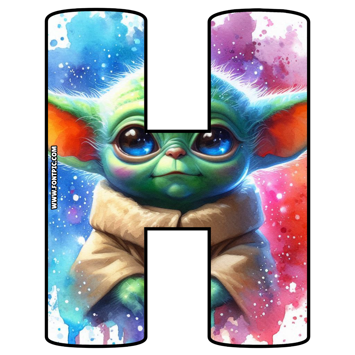 Baby Yoda Star Wars Letter H