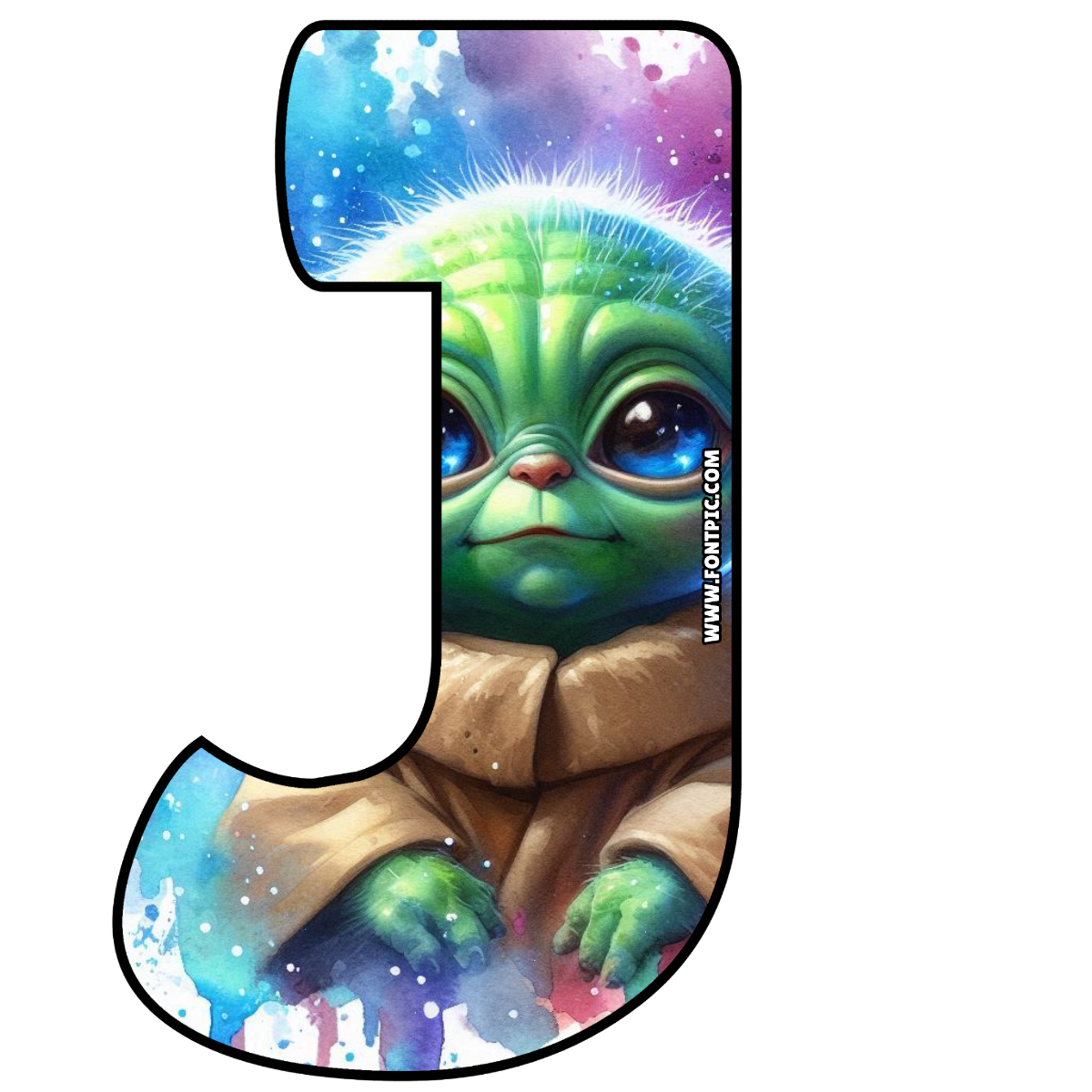 Baby Yoda Star Wars Letter J