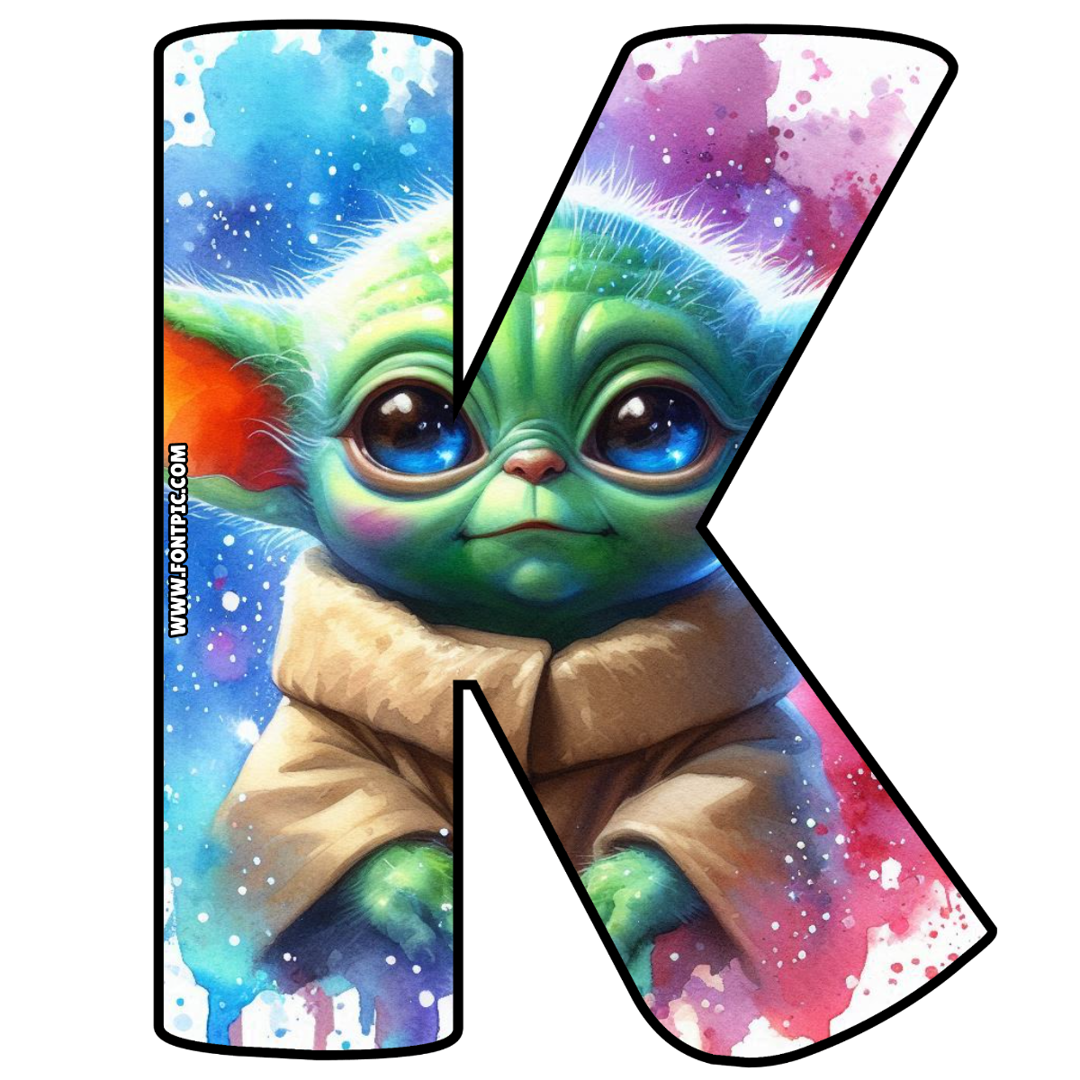 Baby Yoda Star Wars Letter K