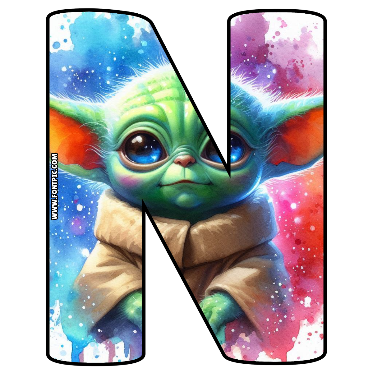 Baby Yoda Star Wars Letter N