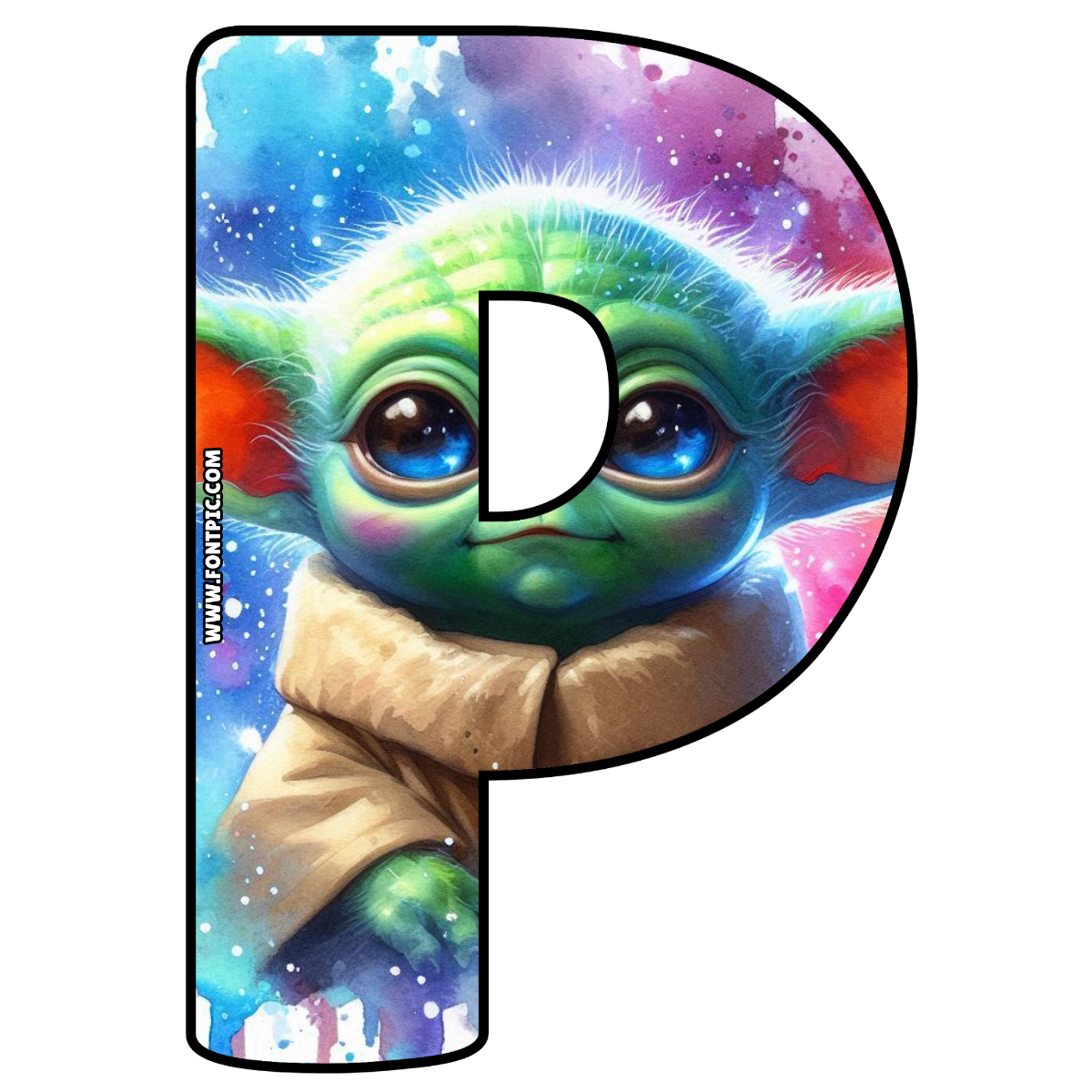 Baby Yoda Star Wars Letter P