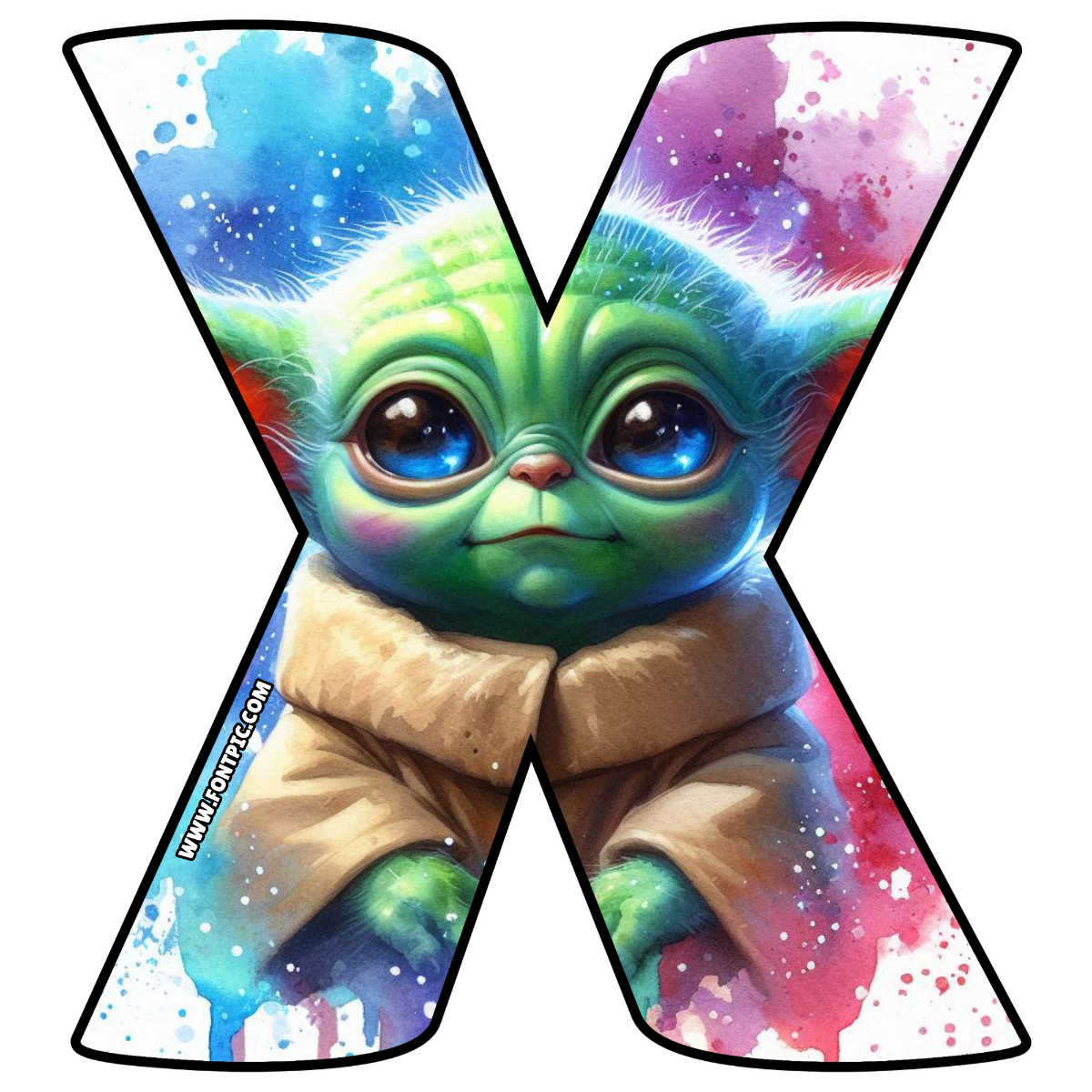 Baby Yoda Star Wars Letter X