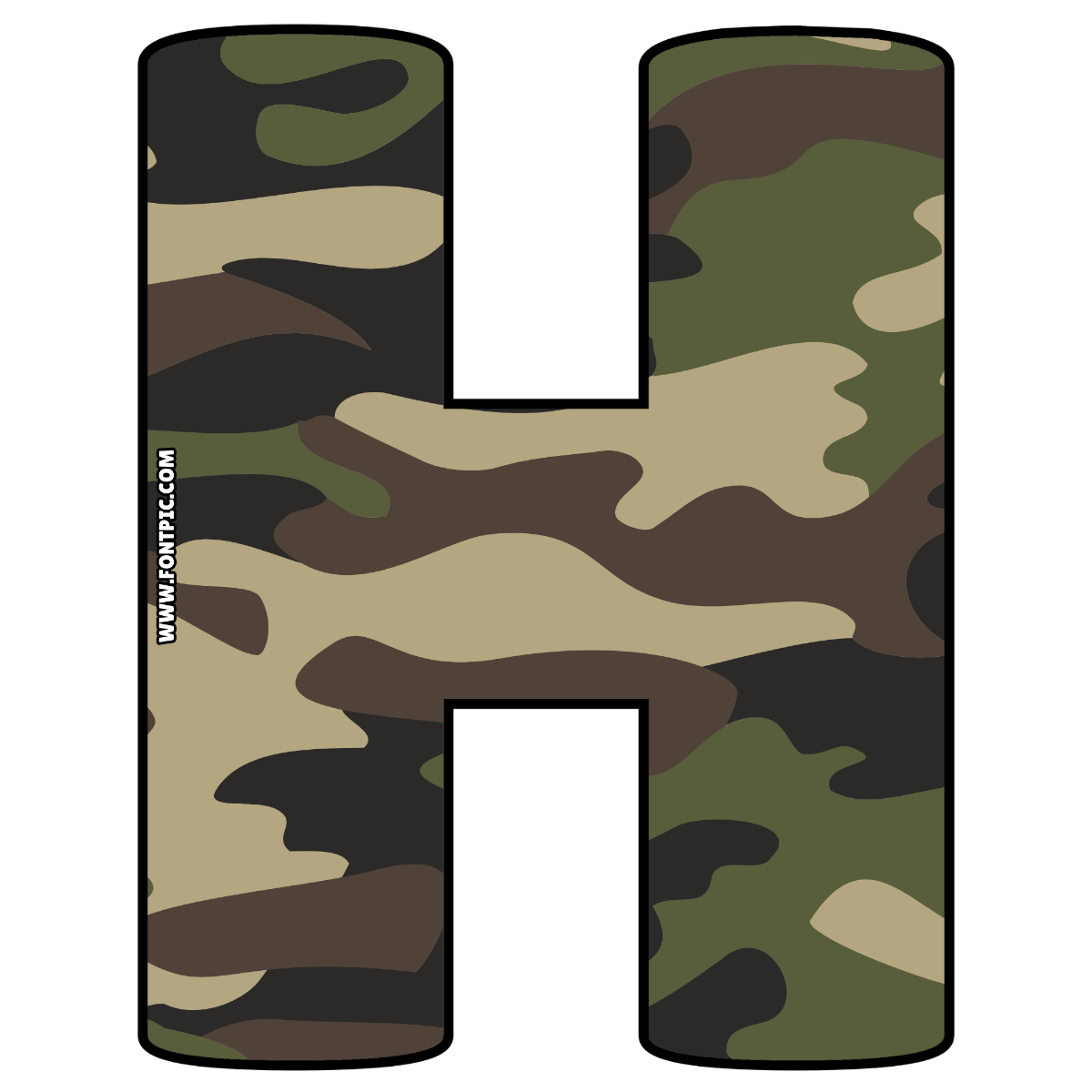 Camouflage Green Letter H - FontPic.com