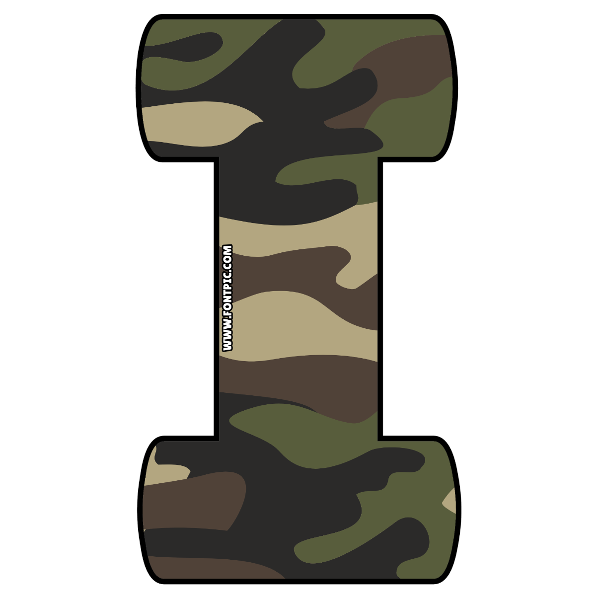 Camouflage Green Letter I - FontPic.com