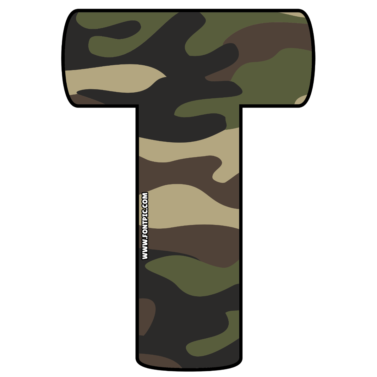 Camouflage Green Letter T - FontPic.com