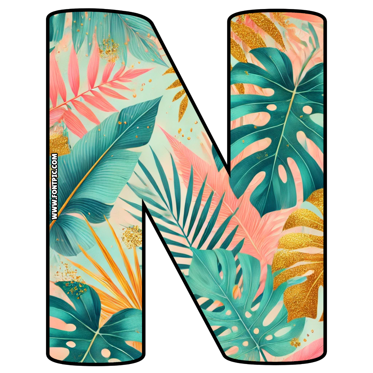 Golden Tropics Letter N