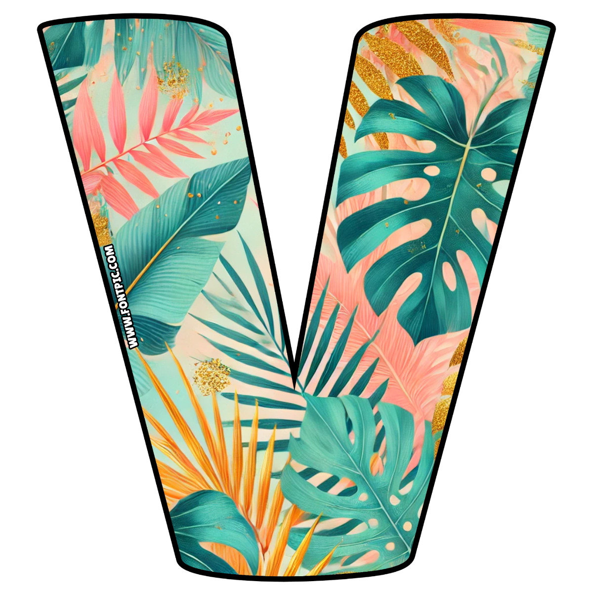 Golden Tropics Letter V