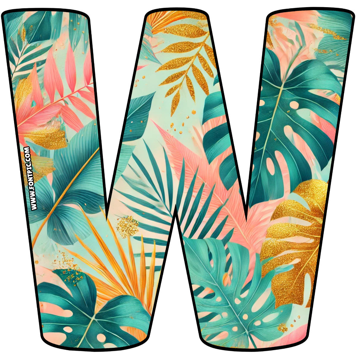 Golden Tropics Letter W