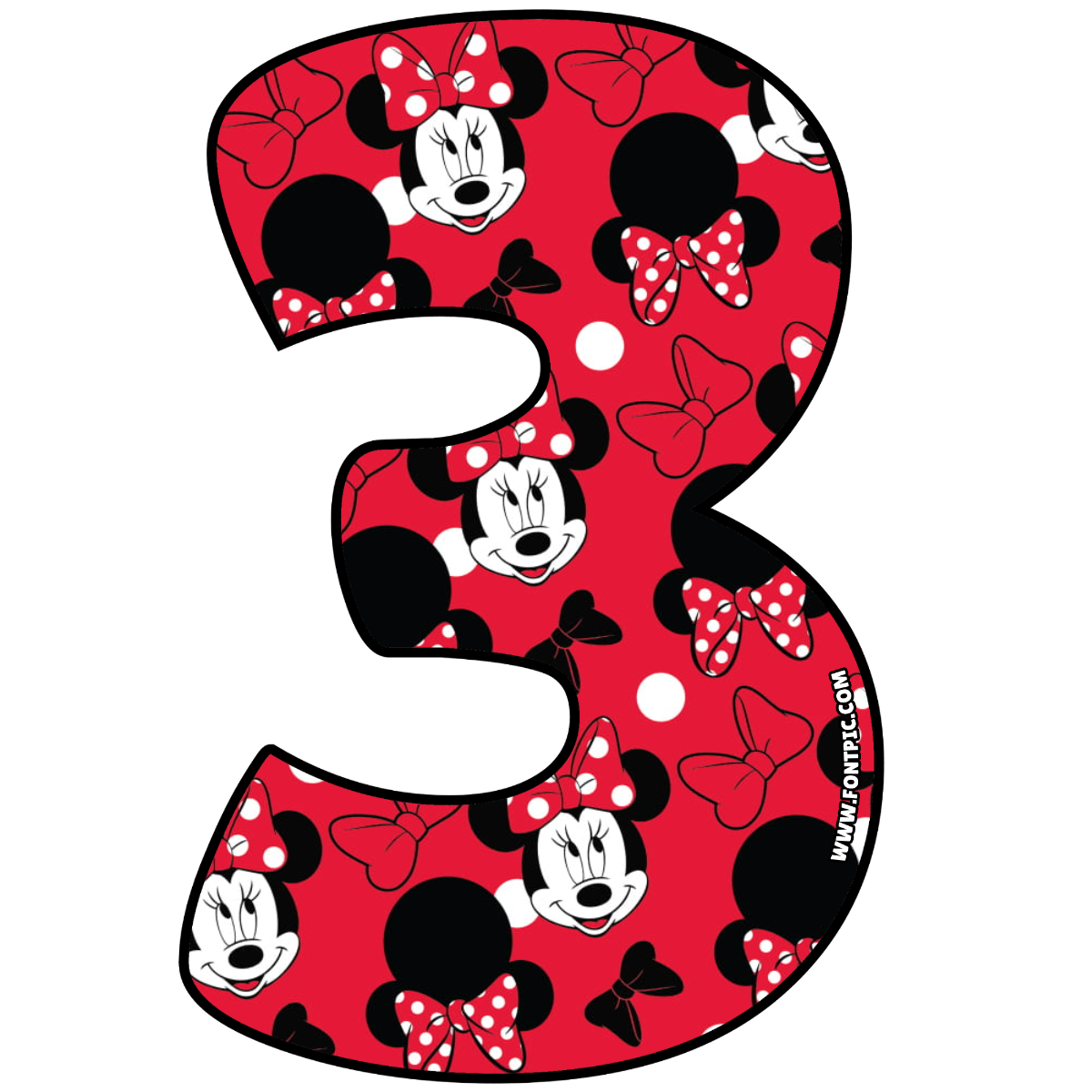 Minnie Mouse Number 3 FontPic com Minnie Mouse Number 3 FontPic com