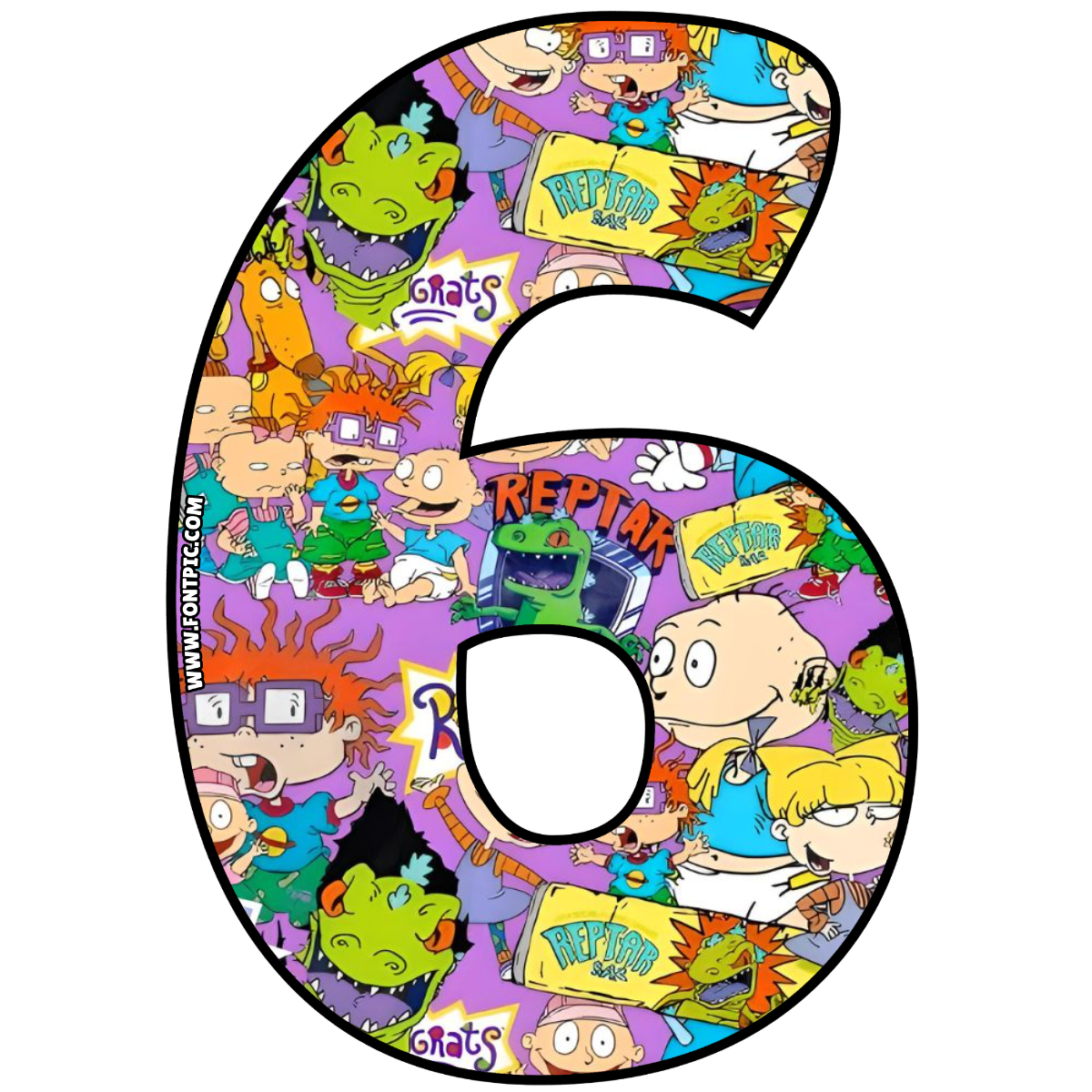 Rugrats Number 6 - FontPic.com