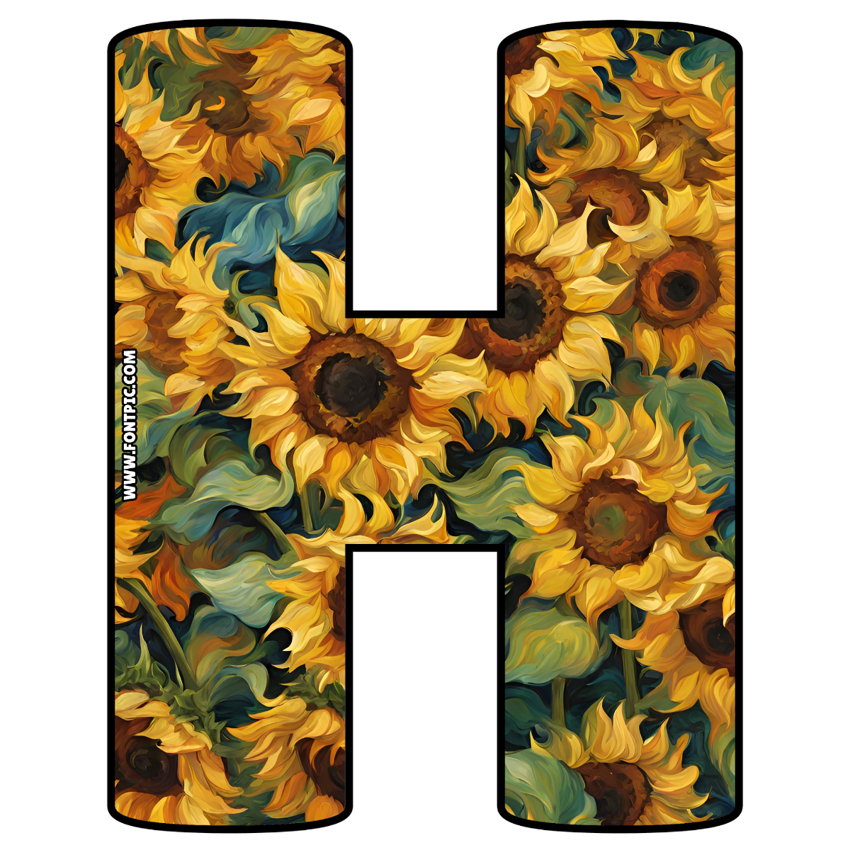Sunflower Letter H