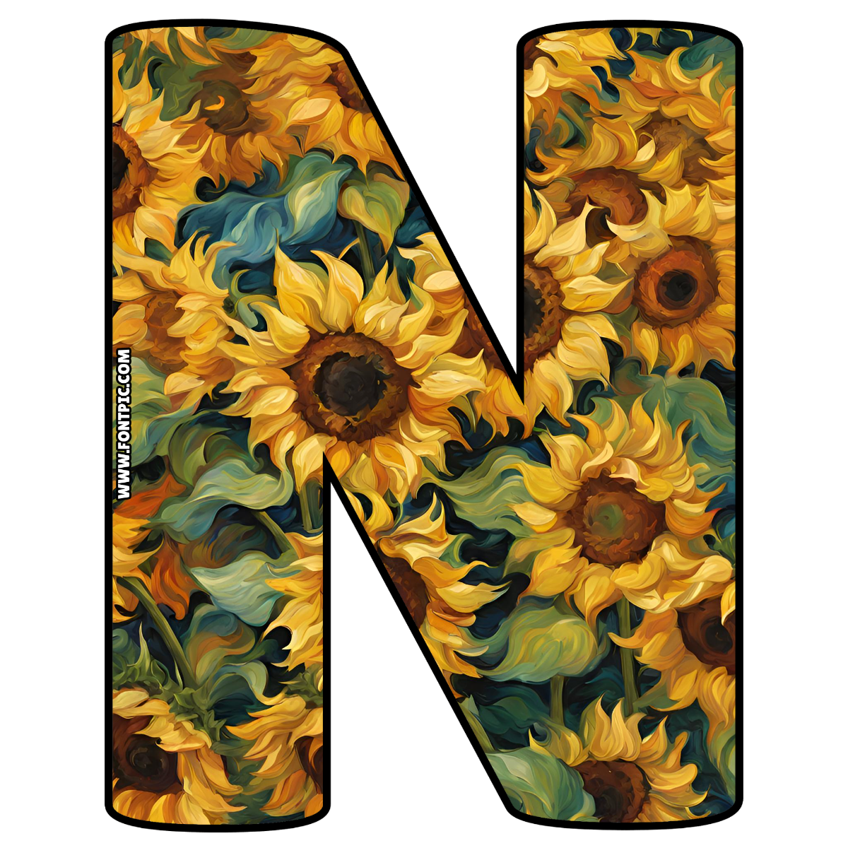 Sunflower Letter N
