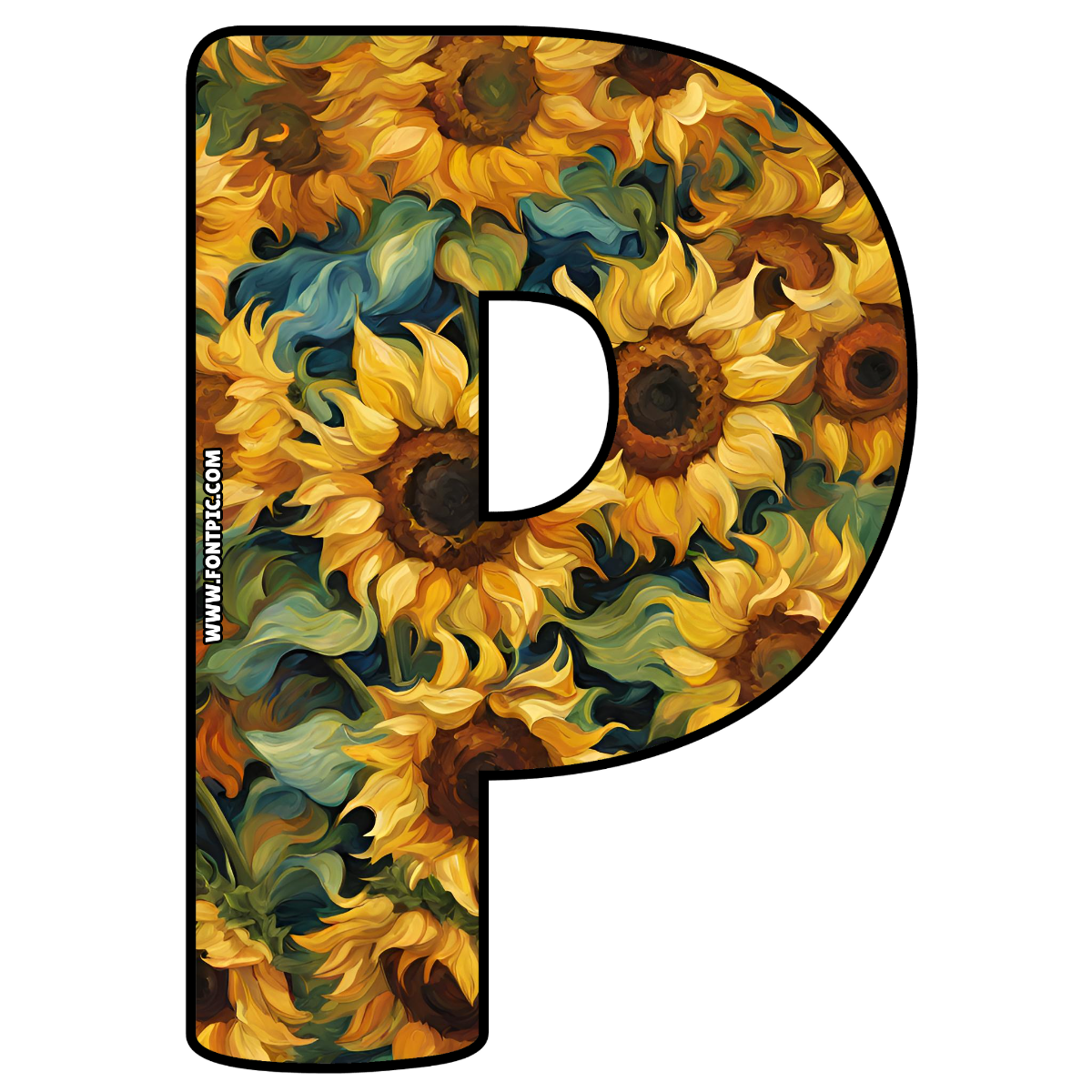 Sunflower Letter P