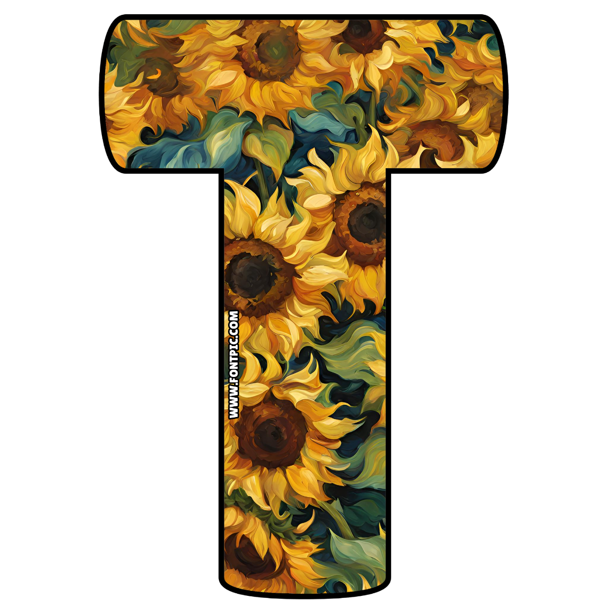 Sunflower Letter T