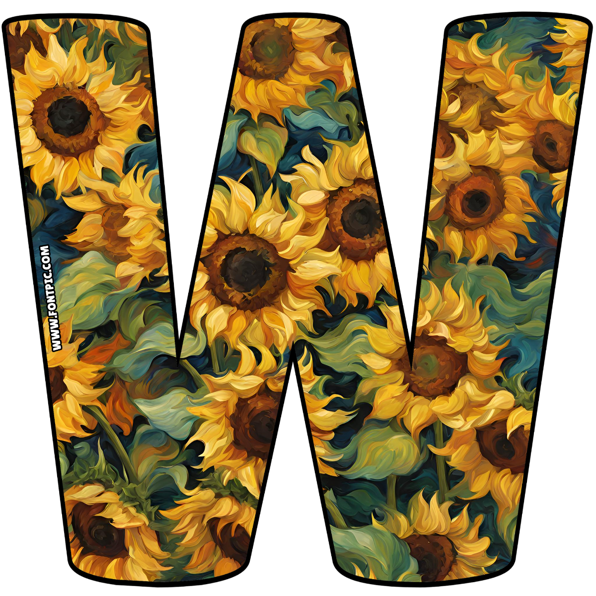Sunflower Letter W