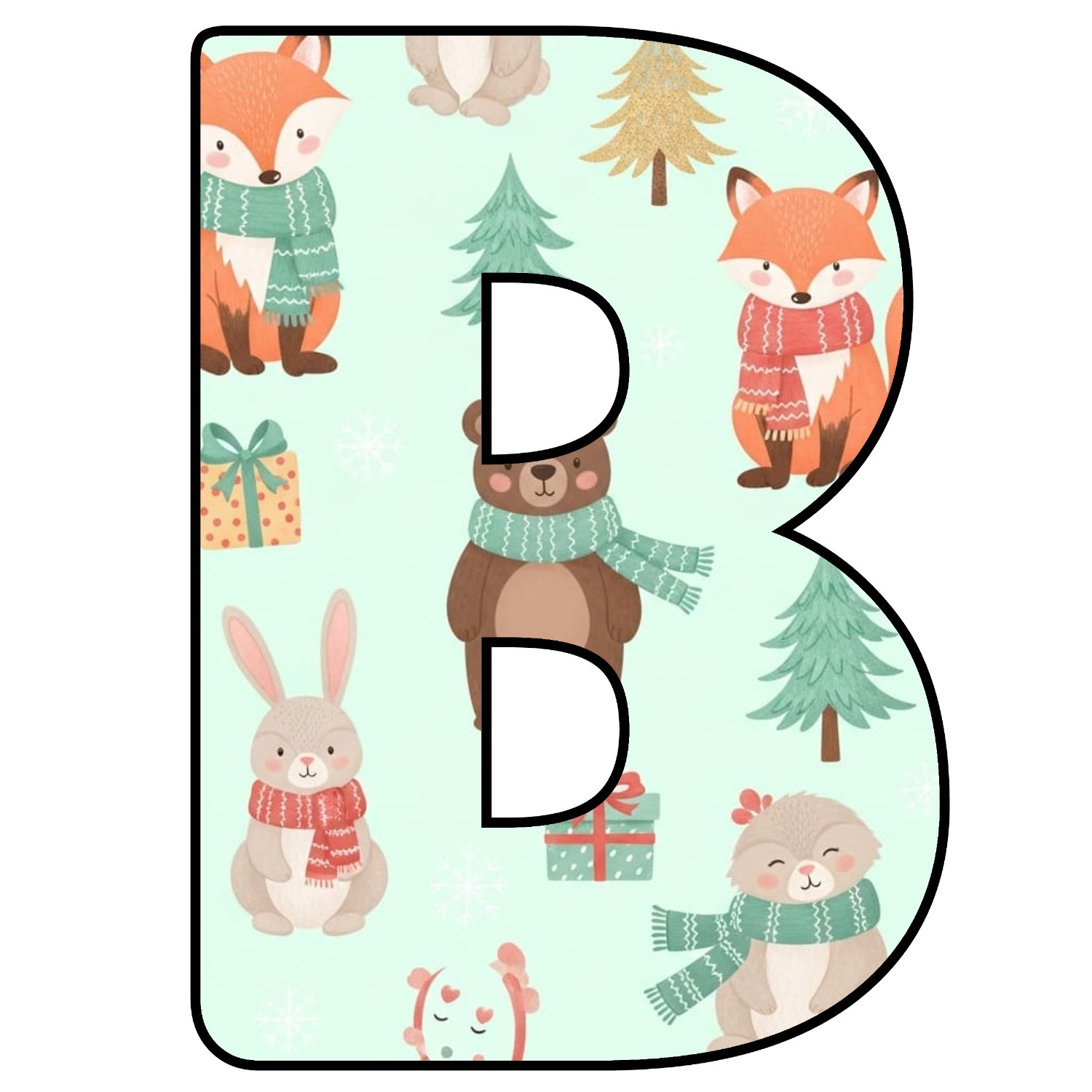Abecedario de letras de Navidad para imprimir