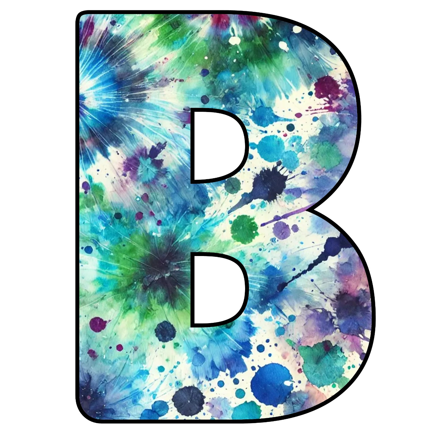 Abecedario de letras de Tie Dye para imprimir