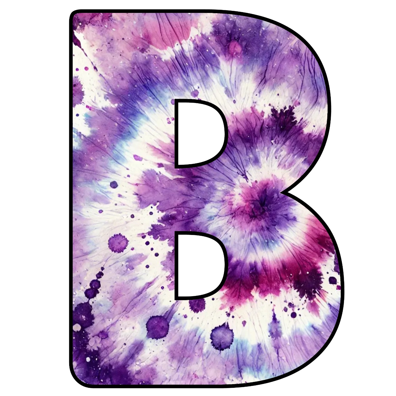Abecedario de letras de Tie Dye para imprimir