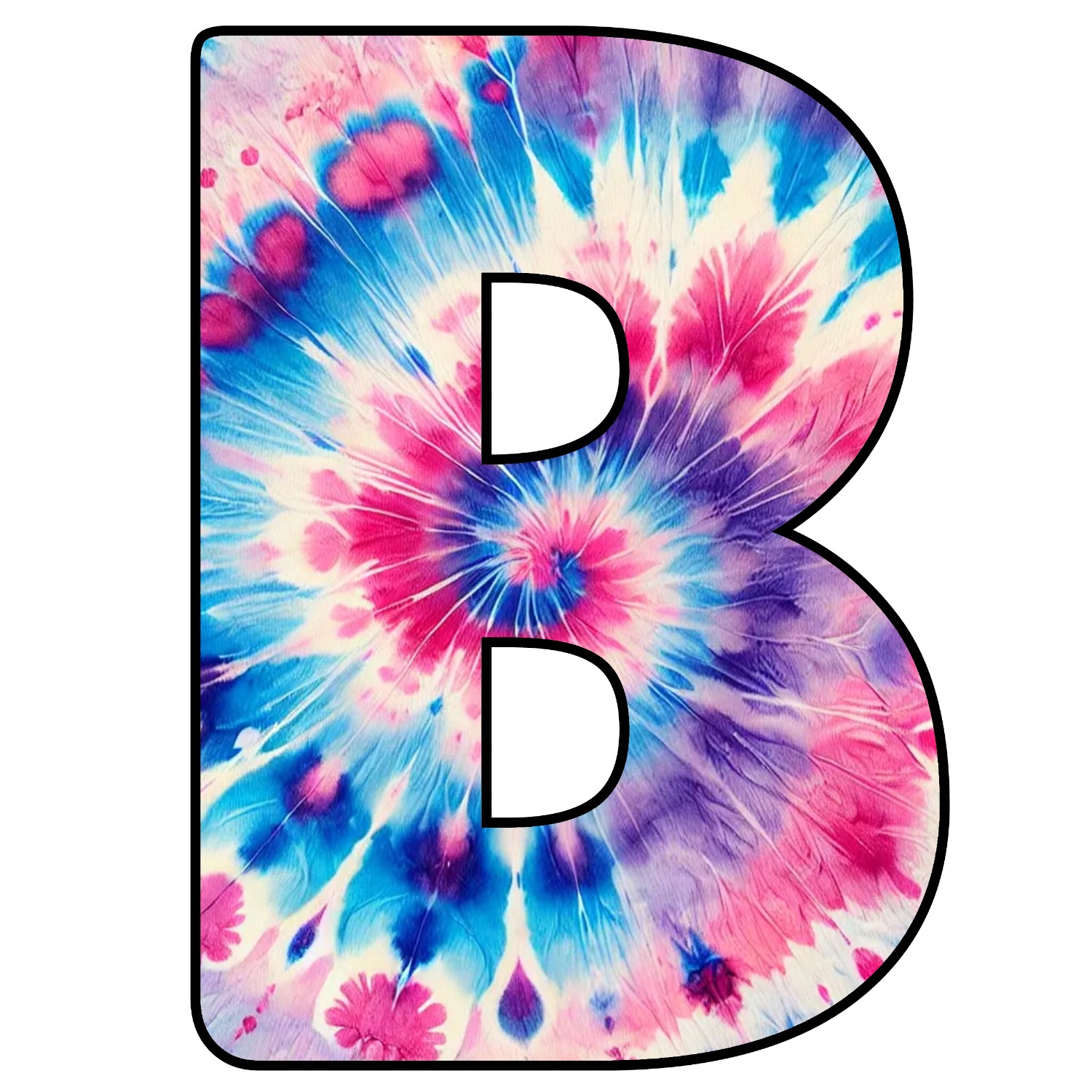 Abecedario de letras de Tie Dye para imprimir