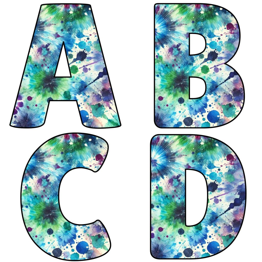Alfabetos de Tie Dye