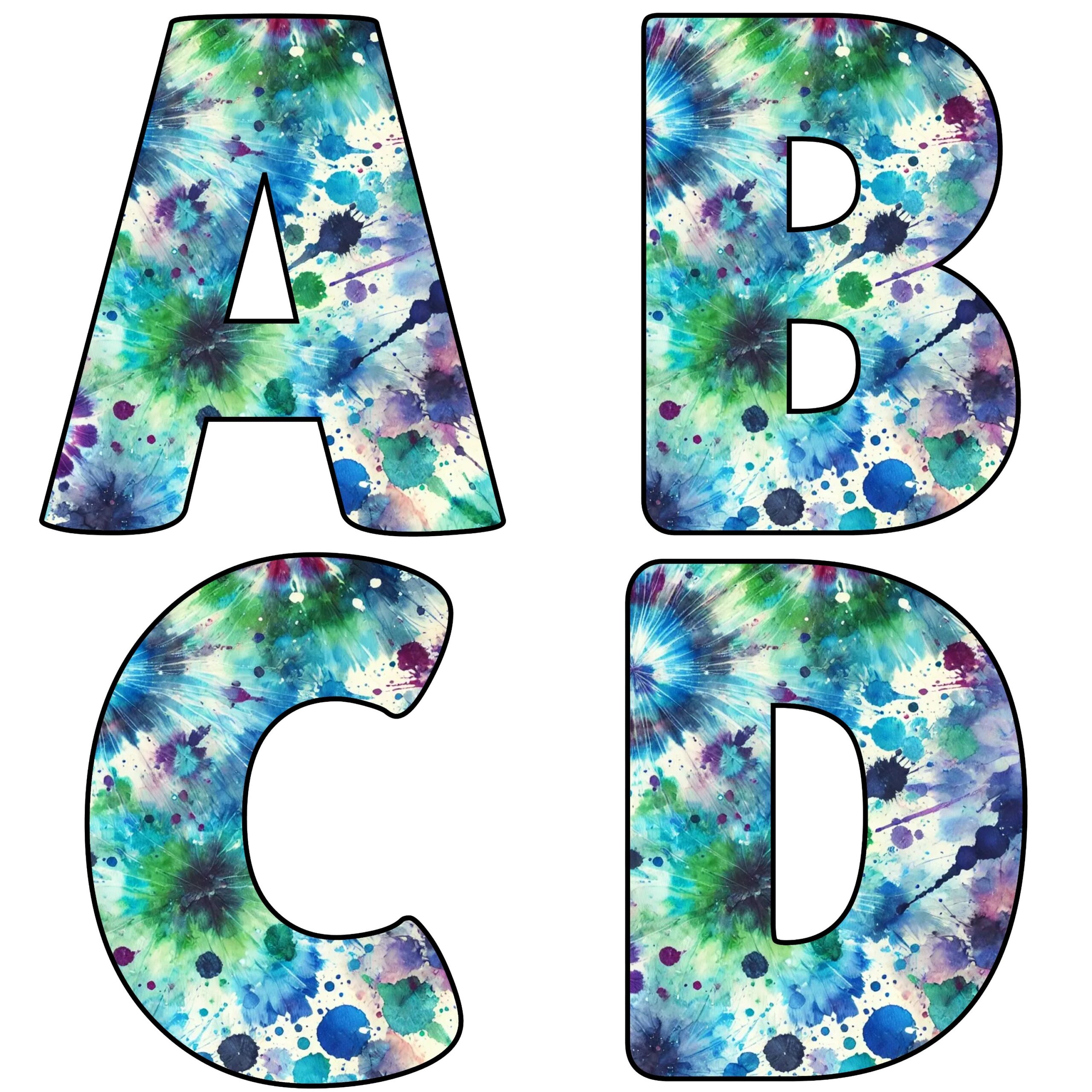 Alfabetos de Tie Dye