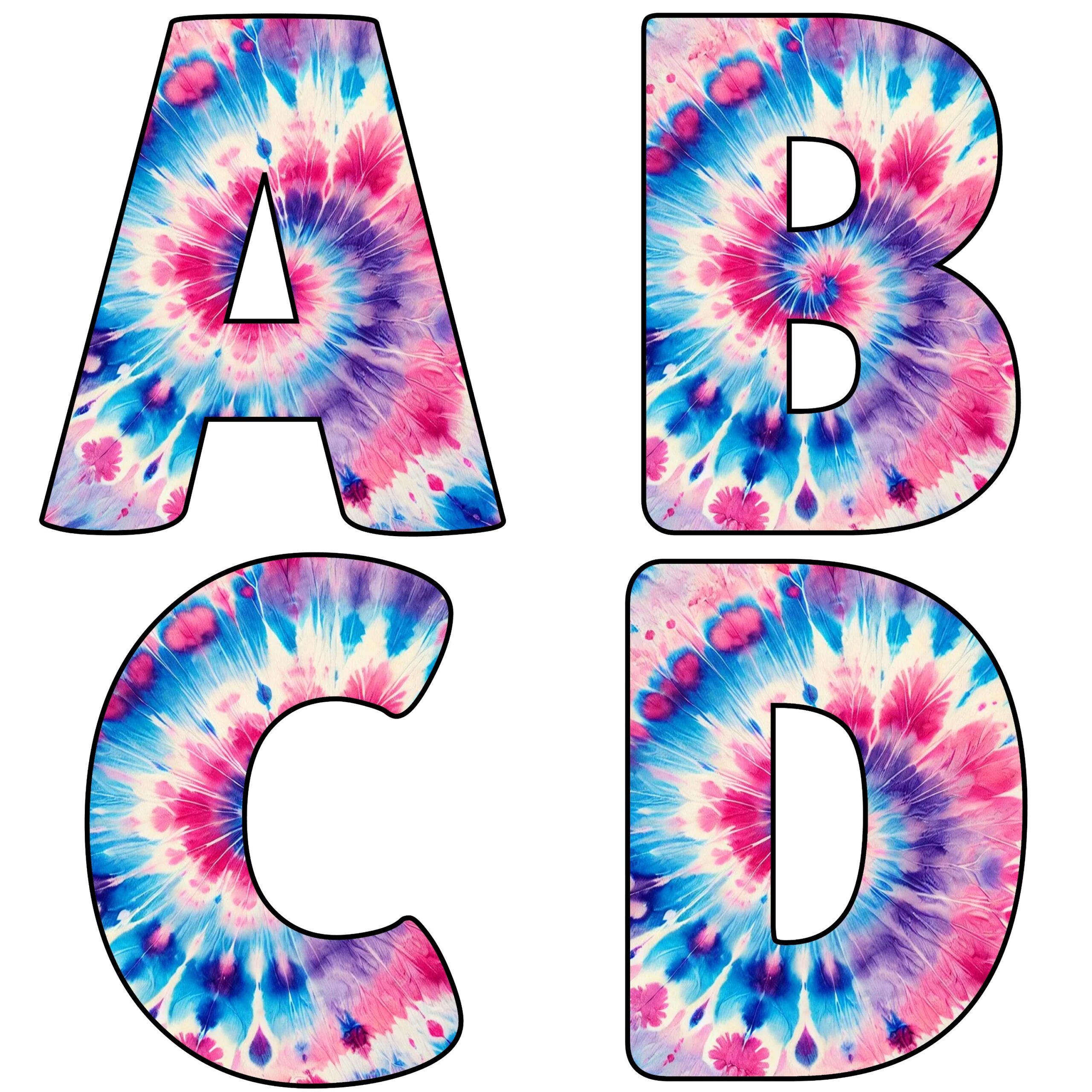Alfabetos de Tie Dye