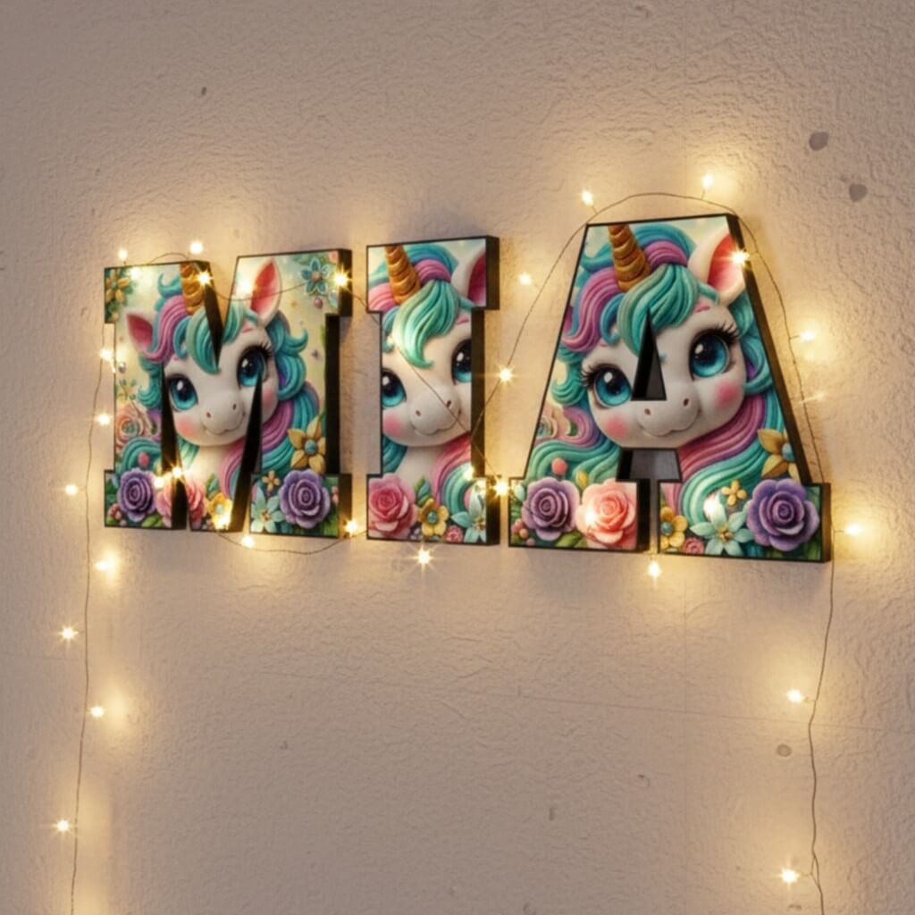 Letras con fondos personalizados en pared